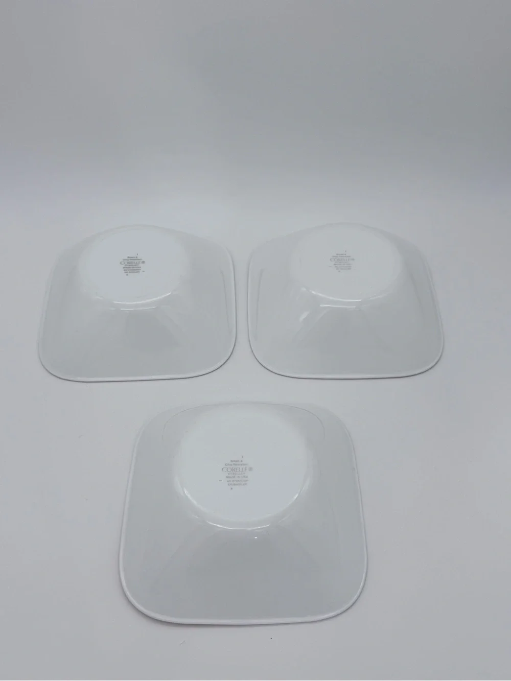 Corelle Vitrelle Square White Cereal Bowls Radiant Red Band Rim 6-1/4” Set Of 3
